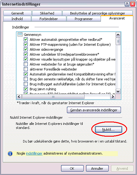 gendan internet explorer